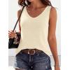 imageBTFBM Sweater Vest Women 2026 Spring Summer Sleeveless V Neck Sparkle Knit Basic Loose Fit Tank Tops Vacation OutfitsBeige