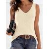 imageBTFBM Sweater Vest Women 2026 Spring Summer Sleeveless V Neck Sparkle Knit Basic Loose Fit Tank Tops Vacation OutfitsBeige