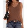 imageBTFBM Sweater Vest Women 2026 Spring Summer Sleeveless V Neck Sparkle Knit Basic Loose Fit Tank Tops Vacation OutfitsBrown