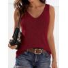 imageBTFBM Sweater Vest Women 2026 Spring Summer Sleeveless V Neck Sparkle Knit Basic Loose Fit Tank Tops Vacation OutfitsBurgundy