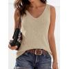 imageBTFBM Sweater Vest Women 2026 Spring Summer Sleeveless V Neck Sparkle Knit Basic Loose Fit Tank Tops Vacation OutfitsLight Khaki