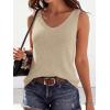 imageBTFBM Sweater Vest Women 2026 Spring Summer Sleeveless V Neck Sparkle Knit Basic Loose Fit Tank Tops Vacation OutfitsLight Khaki