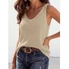 imageBTFBM Sweater Vest Women 2026 Spring Summer Sleeveless V Neck Sparkle Knit Basic Loose Fit Tank Tops Vacation OutfitsLight Khaki