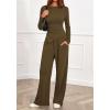 imageBTFBM Two Piece Sets For Women Fall 2025 Airport Outfits Asymmetrical Boat Neck Tops Wide Leg Pants Matching Lounge SetArmy Green
