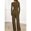 imageBTFBM Two Piece Sets For Women Fall 2025 Airport Outfits Asymmetrical Boat Neck Tops Wide Leg Pants Matching Lounge SetArmy Green