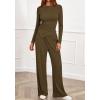imageBTFBM Two Piece Sets For Women Fall 2025 Airport Outfits Asymmetrical Boat Neck Tops Wide Leg Pants Matching Lounge SetArmy Green