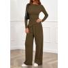 imageBTFBM Two Piece Sets For Women Fall 2025 Airport Outfits Asymmetrical Boat Neck Tops Wide Leg Pants Matching Lounge SetArmy Green