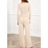imageBTFBM Two Piece Sets For Women Fall 2025 Airport Outfits Asymmetrical Boat Neck Tops Wide Leg Pants Matching Lounge SetBeige