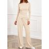imageBTFBM Two Piece Sets For Women Fall 2025 Airport Outfits Asymmetrical Boat Neck Tops Wide Leg Pants Matching Lounge SetBeige