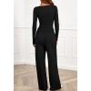imageBTFBM Two Piece Sets For Women Fall 2025 Airport Outfits Asymmetrical Boat Neck Tops Wide Leg Pants Matching Lounge SetBlack