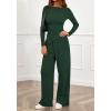 imageBTFBM Two Piece Sets For Women Fall 2025 Airport Outfits Asymmetrical Boat Neck Tops Wide Leg Pants Matching Lounge SetDark Green