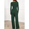 imageBTFBM Two Piece Sets For Women Fall 2025 Airport Outfits Asymmetrical Boat Neck Tops Wide Leg Pants Matching Lounge SetDark Green