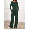 imageBTFBM Two Piece Sets For Women Fall 2025 Airport Outfits Asymmetrical Boat Neck Tops Wide Leg Pants Matching Lounge SetDark Green