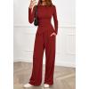 imageBTFBM Two Piece Sets For Women Fall 2025 Airport Outfits Asymmetrical Boat Neck Tops Wide Leg Pants Matching Lounge SetRed