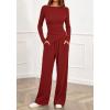 imageBTFBM Two Piece Sets For Women Fall 2025 Airport Outfits Asymmetrical Boat Neck Tops Wide Leg Pants Matching Lounge SetRed