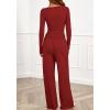 imageBTFBM Two Piece Sets For Women Fall 2025 Airport Outfits Asymmetrical Boat Neck Tops Wide Leg Pants Matching Lounge SetRed