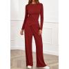 imageBTFBM Two Piece Sets For Women Fall 2025 Airport Outfits Asymmetrical Boat Neck Tops Wide Leg Pants Matching Lounge SetRed