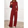 imageBTFBM Two Piece Sets For Women Fall 2025 Airport Outfits Asymmetrical Boat Neck Tops Wide Leg Pants Matching Lounge SetRed