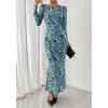 imageBTFBM Wedding Guest Dresses for Women Spring Fashion 2026 Bodycon Crew Neck Long Sleeve Boho Mesh Floral Maxi Fall DressFloral Blue Black