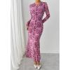 imageBTFBM Wedding Guest Dresses for Women Spring Fashion 2026 Bodycon Crew Neck Long Sleeve Boho Mesh Floral Maxi Fall DressLeopard