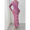 imageBTFBM Wedding Guest Dresses for Women Spring Fashion 2026 Bodycon Crew Neck Long Sleeve Boho Mesh Floral Maxi Fall DressLeopard