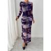 imageBTFBM Wedding Guest Dresses for Women Spring Fashion 2026 Bodycon Crew Neck Long Sleeve Boho Mesh Floral Maxi Fall DressNavy