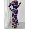 imageBTFBM Wedding Guest Dresses for Women Spring Fashion 2026 Bodycon Crew Neck Long Sleeve Boho Mesh Floral Maxi Fall DressNavy