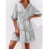 imageBTFBM Women Summer Dresses 2026 Striped Mini Dress Half Sleeve Button Down Tiered Flowy Beach Vacation Outfits PocketsBlack