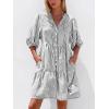 imageBTFBM Women Summer Dresses 2026 Striped Mini Dress Half Sleeve Button Down Tiered Flowy Beach Vacation Outfits PocketsBlack