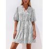 imageBTFBM Women Summer Dresses 2026 Striped Mini Dress Half Sleeve Button Down Tiered Flowy Beach Vacation Outfits PocketsBlack
