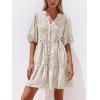 imageBTFBM Women Summer Dresses 2026 Striped Mini Dress Half Sleeve Button Down Tiered Flowy Beach Vacation Outfits PocketsBrown