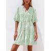 imageBTFBM Women Summer Dresses 2026 Striped Mini Dress Half Sleeve Button Down Tiered Flowy Beach Vacation Outfits PocketsGreen