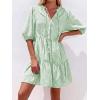 imageBTFBM Women Summer Dresses 2026 Striped Mini Dress Half Sleeve Button Down Tiered Flowy Beach Vacation Outfits PocketsGreen