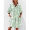 imageBTFBM Women Summer Dresses 2026 Striped Mini Dress Half Sleeve Button Down Tiered Flowy Beach Vacation Outfits PocketsGreen