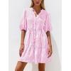 imageBTFBM Women Summer Dresses 2026 Striped Mini Dress Half Sleeve Button Down Tiered Flowy Beach Vacation Outfits PocketsPink