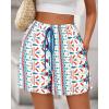 imageBTFBM Womens Boho Spring Shorts 2026 Beach Vacation Clothes Elastic Waist Casual Printed Loose Short Lounge Pant PocketsPrint Blue