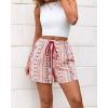 imageBTFBM Womens Boho Spring Shorts 2026 Beach Vacation Clothes Elastic Waist Casual Printed Loose Short Lounge Pant PocketsPrint Red Brown