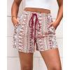 imageBTFBM Womens Boho Spring Shorts 2026 Beach Vacation Clothes Elastic Waist Casual Printed Loose Short Lounge Pant PocketsPrint Red Brown