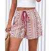 imageBTFBM Womens Boho Spring Shorts 2026 Beach Vacation Clothes Elastic Waist Casual Printed Loose Short Lounge Pant PocketsPrint Red Brown