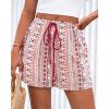 imageBTFBM Womens Boho Spring Shorts 2026 Beach Vacation Clothes Elastic Waist Casual Printed Loose Short Lounge Pant PocketsPrint Red Brown