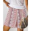 imageBTFBM Womens Boho Spring Shorts 2026 Beach Vacation Clothes Elastic Waist Casual Printed Loose Short Lounge Pant PocketsPrint Red Brown