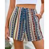 imageBTFBM Womens Boho Spring Shorts 2026 Beach Vacation Clothes Elastic Waist Casual Printed Loose Short Lounge Pant PocketsStriped Navy