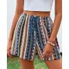 imageBTFBM Womens Boho Spring Shorts 2026 Beach Vacation Clothes Elastic Waist Casual Printed Loose Short Lounge Pant PocketsStriped Navy