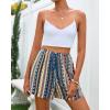 imageBTFBM Womens Boho Spring Shorts 2026 Beach Vacation Clothes Elastic Waist Casual Printed Loose Short Lounge Pant PocketsStriped Navy