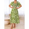 imageBTFBM Womens Clothing Wedding Guest Dresses Casual Boho Floral Short Sleeve Smocked Maxi Beach Spring Summer Dress 2026Floral Army Green White