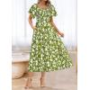 imageBTFBM Womens Clothing Wedding Guest Dresses Casual Boho Floral Short Sleeve Smocked Maxi Beach Spring Summer Dress 2026Floral Army Green White