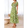 imageBTFBM Womens Clothing Wedding Guest Dresses Casual Boho Floral Short Sleeve Smocked Maxi Beach Spring Summer Dress 2026Floral Army Green White