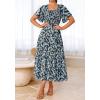 imageBTFBM Womens Clothing Wedding Guest Dresses Casual Boho Floral Short Sleeve Smocked Maxi Beach Spring Summer Dress 2026Floral Blue Yellow