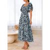 imageBTFBM Womens Clothing Wedding Guest Dresses Casual Boho Floral Short Sleeve Smocked Maxi Beach Spring Summer Dress 2026Floral Blue Yellow