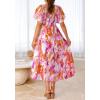 imageBTFBM Womens Clothing Wedding Guest Dresses Casual Boho Floral Short Sleeve Smocked Maxi Beach Spring Summer Dress 2026Floral Brown Purple